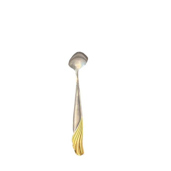Cambridge Stainless Florentine Set of 4 Teaspoons Small Spoon Silver Gold 6 1/8" - Picture 5 of 6